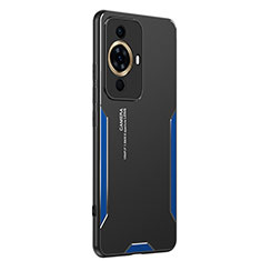 Funda Lujo Marco de Aluminio y Silicona Carcasa Bumper PB2 para Huawei Nova 11 Azul