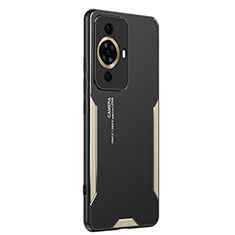 Funda Lujo Marco de Aluminio y Silicona Carcasa Bumper PB2 para Huawei Nova 11 Oro