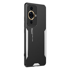 Funda Lujo Marco de Aluminio y Silicona Carcasa Bumper PB2 para Huawei Nova 11 Plata