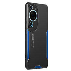 Funda Lujo Marco de Aluminio y Silicona Carcasa Bumper PB2 para Huawei P60 Art Azul