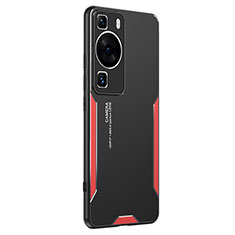 Funda Lujo Marco de Aluminio y Silicona Carcasa Bumper PB2 para Huawei P60 Rojo