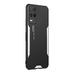 Funda Lujo Marco de Aluminio y Silicona Carcasa Bumper PB2 para Realme 8 5G Plata