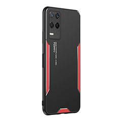 Funda Lujo Marco de Aluminio y Silicona Carcasa Bumper PB2 para Realme 9 5G India Rojo