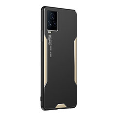 Funda Lujo Marco de Aluminio y Silicona Carcasa Bumper PB2 para Vivo iQOO 7 5G Oro