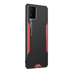 Funda Lujo Marco de Aluminio y Silicona Carcasa Bumper PB2 para Vivo iQOO 7 5G Rojo