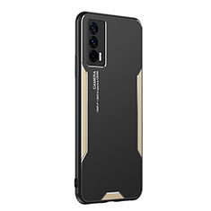 Funda Lujo Marco de Aluminio y Silicona Carcasa Bumper PB2 para Vivo iQOO 7 India 5G Oro