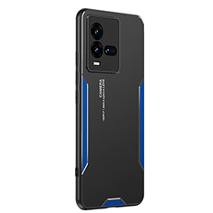 Funda Lujo Marco de Aluminio y Silicona Carcasa Bumper PB2 para Vivo iQOO 9T 5G Azul