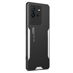 Funda Lujo Marco de Aluminio y Silicona Carcasa Bumper PB2 para Vivo iQOO Neo6 SE 5G Plata