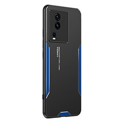 Funda Lujo Marco de Aluminio y Silicona Carcasa Bumper PB2 para Vivo iQOO Neo7 SE Azul