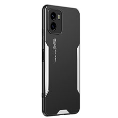 Funda Lujo Marco de Aluminio y Silicona Carcasa Bumper PB2 para Vivo iQOO U5x Plata