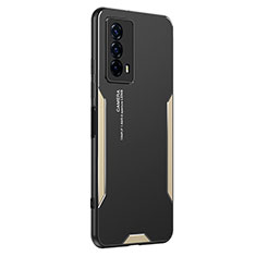 Funda Lujo Marco de Aluminio y Silicona Carcasa Bumper PB2 para Vivo iQOO Z5 5G Oro