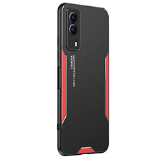 Funda Lujo Marco de Aluminio y Silicona Carcasa Bumper PB2 para Vivo iQOO Z5x 5G Rojo