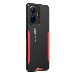 Funda Lujo Marco de Aluminio y Silicona Carcasa Bumper PB2 para Vivo iQOO Z6 Lite 5G Rojo