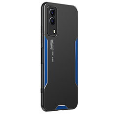 Funda Lujo Marco de Aluminio y Silicona Carcasa Bumper PB2 para Vivo T1x 5G Azul