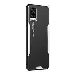 Funda Lujo Marco de Aluminio y Silicona Carcasa Bumper PB2 para Vivo V20 (2021) Plata