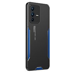 Funda Lujo Marco de Aluminio y Silicona Carcasa Bumper PB2 para Vivo V23 5G Azul