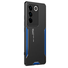 Funda Lujo Marco de Aluminio y Silicona Carcasa Bumper PB2 para Vivo V27 Pro 5G Azul