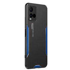 Funda Lujo Marco de Aluminio y Silicona Carcasa Bumper PB2 para Vivo Y21 Azul