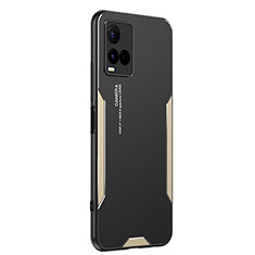 Funda Lujo Marco de Aluminio y Silicona Carcasa Bumper PB2 para Vivo Y21 Oro