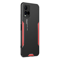 Funda Lujo Marco de Aluminio y Silicona Carcasa Bumper PB2 para Vivo Y21 Rojo