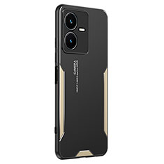 Funda Lujo Marco de Aluminio y Silicona Carcasa Bumper PB2 para Vivo Y22s Oro