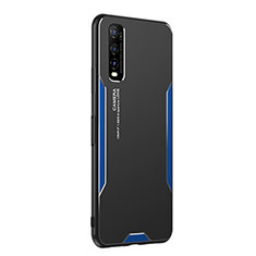 Funda Lujo Marco de Aluminio y Silicona Carcasa Bumper PB2 para Vivo Y50t Azul