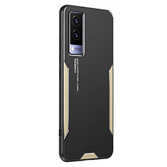 Funda Lujo Marco de Aluminio y Silicona Carcasa Bumper PB2 para Vivo Y71t 5G Oro