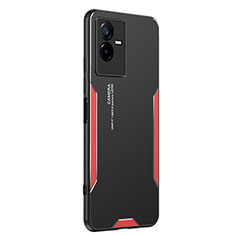 Funda Lujo Marco de Aluminio y Silicona Carcasa Bumper PB2 para Vivo Y73t Rojo