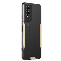 Funda Lujo Marco de Aluminio y Silicona Carcasa Bumper PB2 para Vivo Y74s 5G Oro