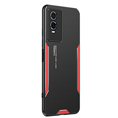 Funda Lujo Marco de Aluminio y Silicona Carcasa Bumper PB2 para Vivo Y74s 5G Rojo