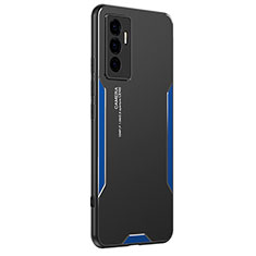 Funda Lujo Marco de Aluminio y Silicona Carcasa Bumper PB2 para Vivo Y75 4G Azul