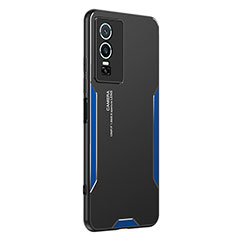 Funda Lujo Marco de Aluminio y Silicona Carcasa Bumper PB2 para Vivo Y76 5G Azul