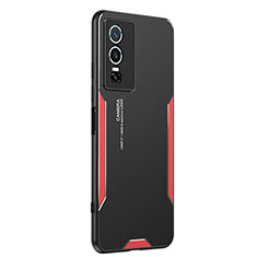 Funda Lujo Marco de Aluminio y Silicona Carcasa Bumper PB2 para Vivo Y76 5G Rojo