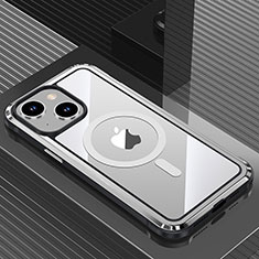 Funda Lujo Marco de Aluminio y Silicona Carcasa Bumper QC1 para Apple iPhone 13 Plata