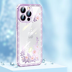 Funda Silicona Carcasa Goma Bling-Bling AT1 para Apple iPhone 13 Pro Max Morado