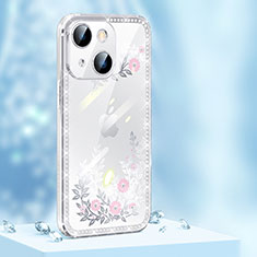 Funda Silicona Carcasa Goma Bling-Bling AT1 para Apple iPhone 14 Plus Plata