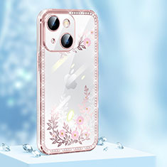 Funda Silicona Carcasa Goma Bling-Bling AT1 para Apple iPhone 15 Oro Rosa