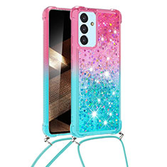 Funda Silicona Carcasa Goma Bling-Bling con Acollador Cordon Lanyard S01 para Samsung Galaxy A15 LTE Rosa