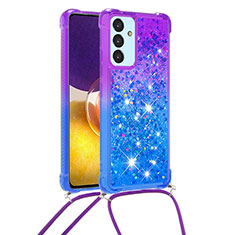 Funda Silicona Carcasa Goma Bling-Bling con Acollador Cordon Lanyard S01 para Samsung Galaxy A24 4G Morado