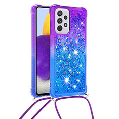 Funda Silicona Carcasa Goma Bling-Bling con Acollador Cordon Lanyard S01 para Samsung Galaxy A73 5G Morado