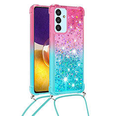 Funda Silicona Carcasa Goma Bling-Bling con Acollador Cordon Lanyard S01 para Samsung Galaxy F34 5G Rosa