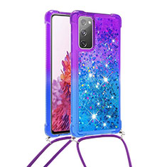 Funda Silicona Carcasa Goma Bling-Bling con Acollador Cordon Lanyard S01 para Samsung Galaxy S20 FE (2022) 5G Morado