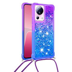 Funda Silicona Carcasa Goma Bling-Bling con Acollador Cordon Lanyard S01 para Xiaomi Civi 2 5G Morado