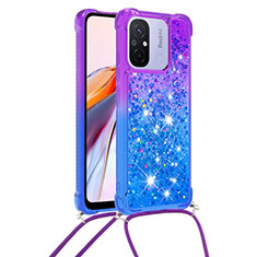 Funda Silicona Carcasa Goma Bling-Bling con Acollador Cordon Lanyard S01 para Xiaomi Poco C55 Morado