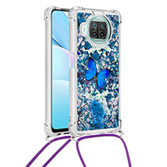 Funda Silicona Carcasa Goma Bling-Bling con Acollador Cordon Lanyard S02 para Xiaomi Mi 10i 5G Azul