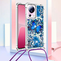 Funda Silicona Carcasa Goma Bling-Bling con Acollador Cordon Lanyard S02 para Xiaomi Mi 12 Lite NE 5G Azul