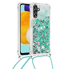 Funda Silicona Carcasa Goma Bling-Bling con Acollador Cordon Lanyard S03 para Samsung Galaxy A04s Verde