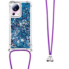 Funda Silicona Carcasa Goma Bling-Bling con Acollador Cordon Lanyard S03 para Xiaomi Civi 2 5G Azul