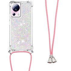 Funda Silicona Carcasa Goma Bling-Bling con Acollador Cordon Lanyard S03 para Xiaomi Civi 2 5G Rosa