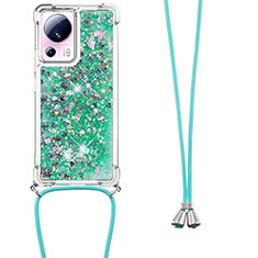 Funda Silicona Carcasa Goma Bling-Bling con Acollador Cordon Lanyard S03 para Xiaomi Civi 2 5G Verde